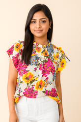 Chic Ruffle Detail Blouse – Featuring a Clean Mock Neckline for Classy Looks