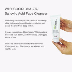 Cos-IQ Salicylic Acid 2 Face Cleanser with BHA, Face Wash For Acne & Pimple free Glowing Skin-100ml