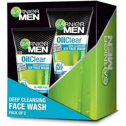 Garnier Men Oil Clear Icy Face Wash for Deep Cleansing, Clay D-tox- 50g