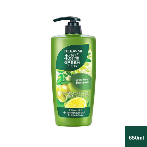 Follow Me Green Tea Scalp Fresh Olive Oil & Lemon Extract Hair Shampoo (650 ml)