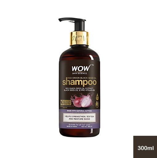 WOW Skin Science Natural Red Onion Black Seed Oil Extract Hair Shampoo (300 ml)