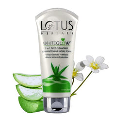 Lotus Herbals 3 in 1 Whiteglow Facial Foam for Deep Cleansing and Skin Brightening-100mg