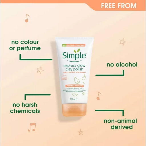Simple Protect ‘N’ Glow Express Glow Clay Polish For Dull & Tired Skin (150 ml)