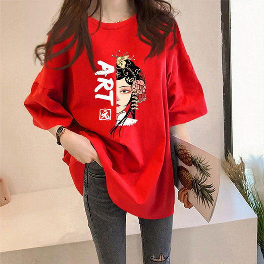 Womens Red Oversized T-Shirt - 19bay