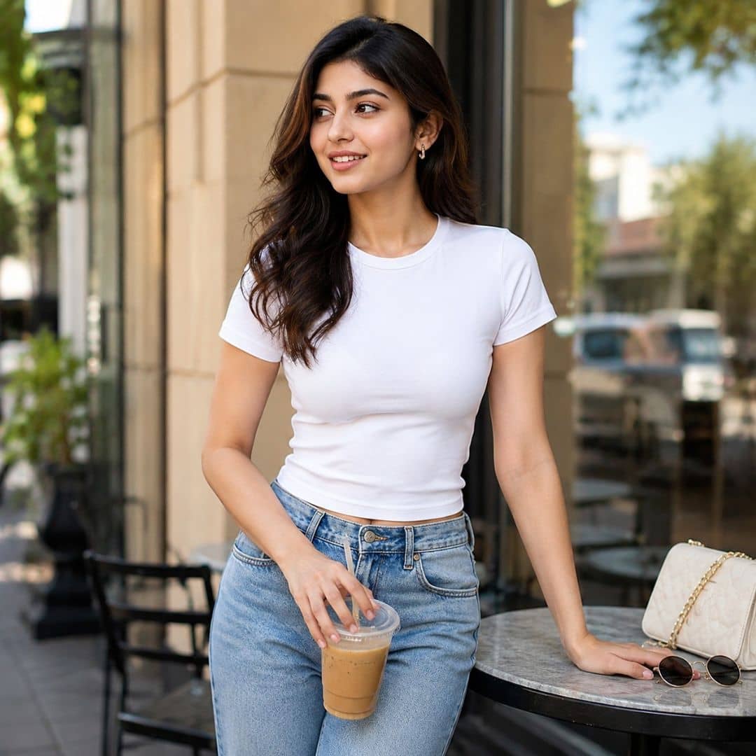 Fashionable Double Line Women's Crop Top