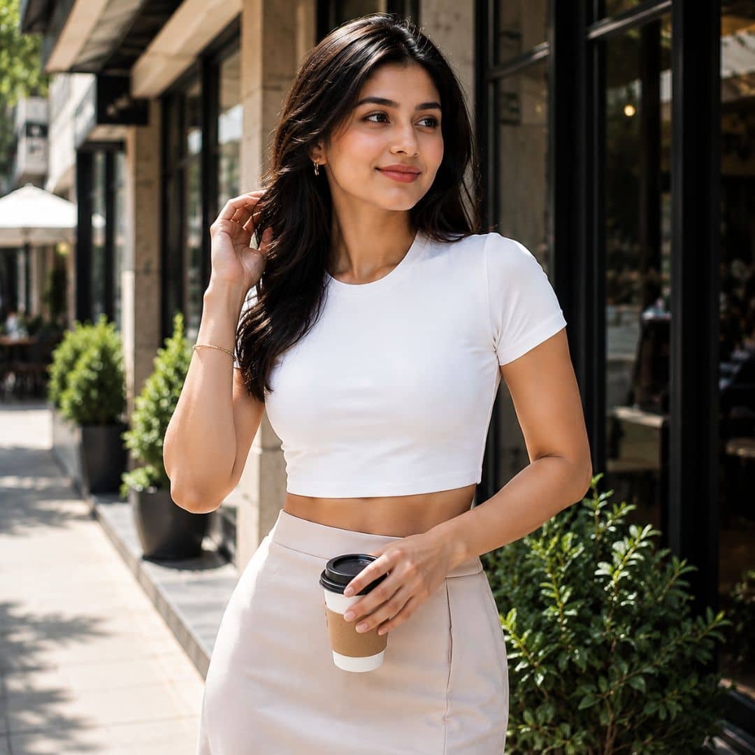 Premium Double Line Crop Top for Women's