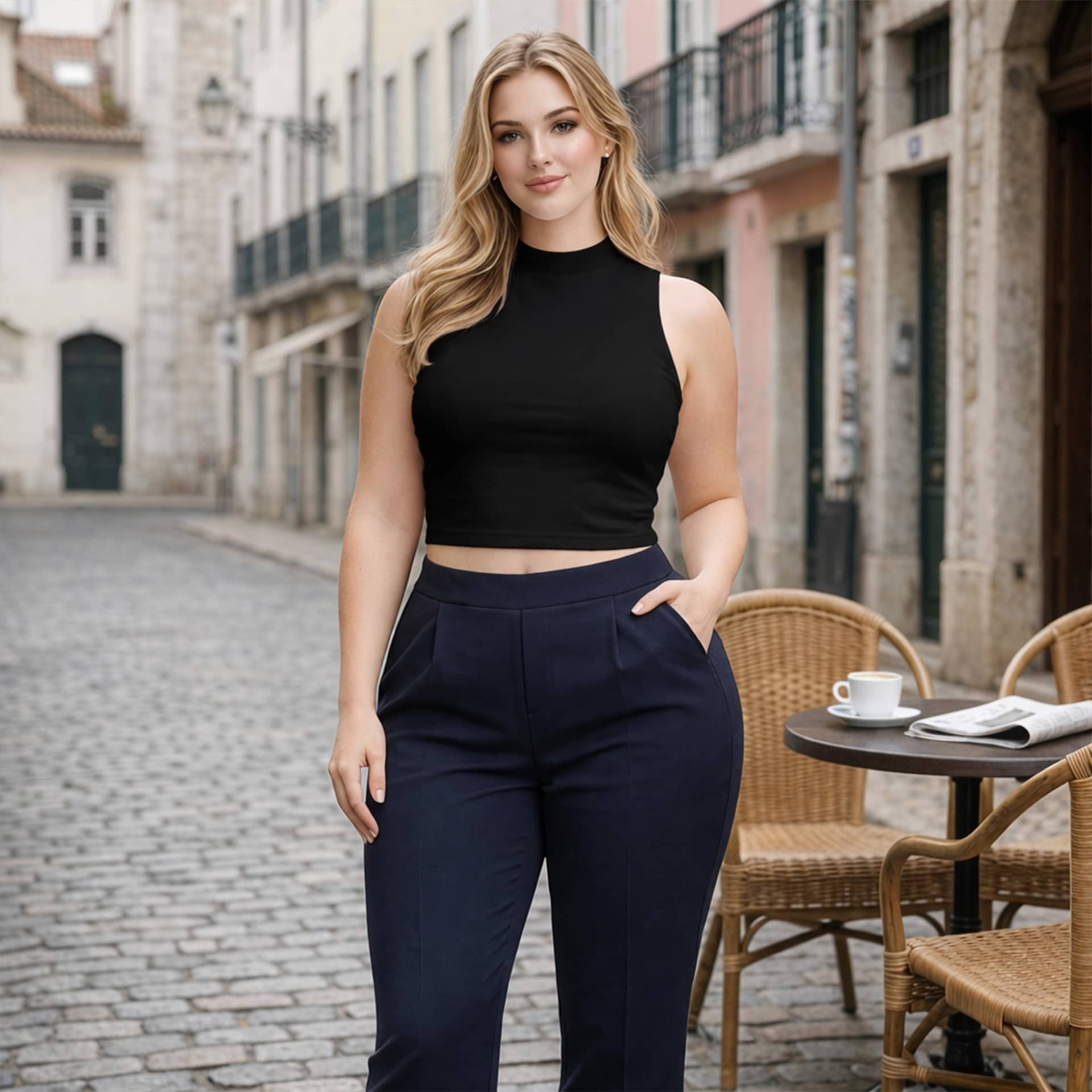 Fashinable Mock Neck Crop Top