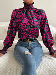 Perfectly Balanced – Flowy Ruffle Top with Sleek Mock Neckline