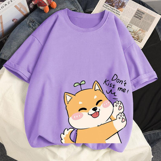Casual Lavender Relaxed-fit Tee for Women
