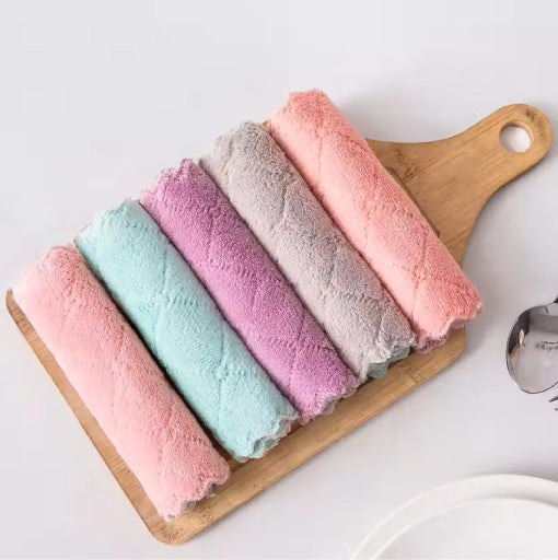 10pcs/Set Microfiber Kitchen Towels – Ultra Absorbent, Double-Layer Cleaning Cloths