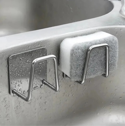 No-Punch Wall Mount Sponge Holder – Stainless Steel Sink Rack (1pc/4pcs)