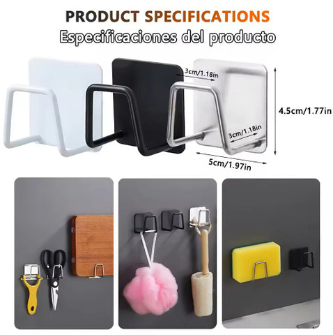 No-Punch Wall Mount Sponge Holder – Stainless Steel Sink Rack (1pc/4pcs)