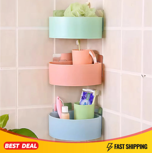 Self-Adhesive Corner Shelf – Triangle Shower Caddy & Kitchen Storage Rack