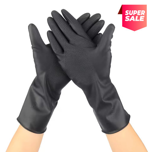 13-Inch Heavy-Duty Black Rubber Gloves – Multipurpose, Durable, and Perfect for Cleaning & Safety Tasks (Free Size, Size G)