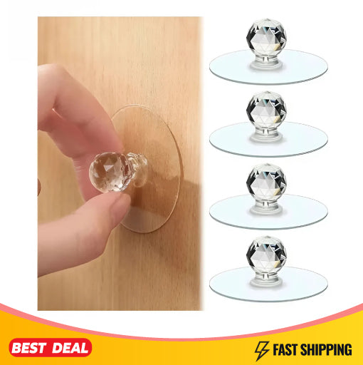 5 Pcs Self-Adhesive Acrylic Knobs – No-Drill Diamond-Shaped Drawer Handles for Easy Installation!
