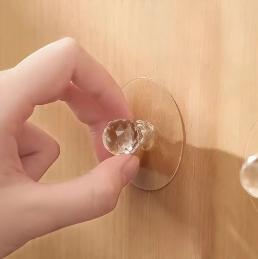 5 Pcs Self-Adhesive Acrylic Knobs – No-Drill Diamond-Shaped Drawer Handles for Easy Installation!