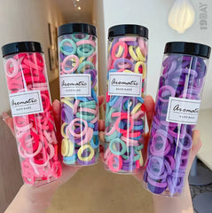 100 Pcs Baby Girl Hair Bands – Colorful Mini Elastic Rubber Bands for Kids & Toddlers