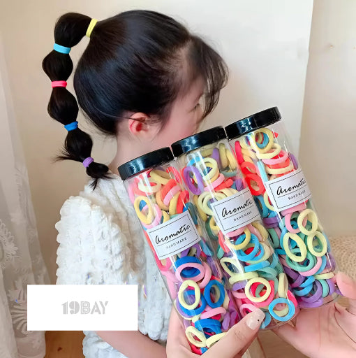 100 Pcs Baby Girl Hair Bands – Colorful Mini Elastic Rubber Bands for Kids & Toddlers