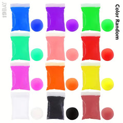 12 Pcs Air Dry Modeling Clay Set – Colorful Soft Clay + Tools + Neon Erasers + Glitter for DIY Kids Crafts