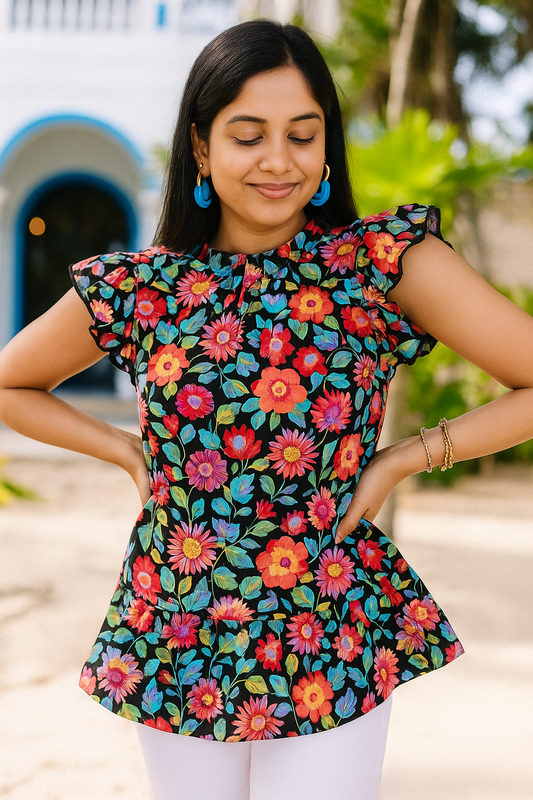 Dressy Yet Comfortable – Mock Neck Ruffle Top for Day-to-Night Style