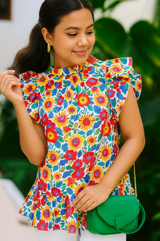 Your Go-To Ruffle Mock Neck Top – Lightweight, Versatile & Elegant
