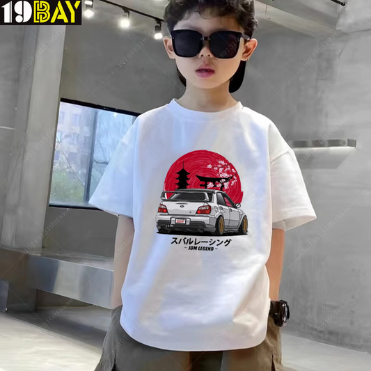 Cool Ride Car Graphics White Kids Drop Shoulder Oversized T-Shirt