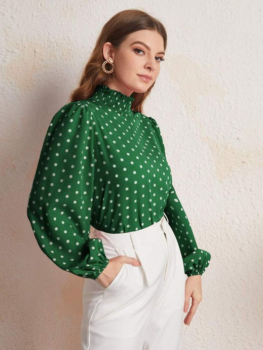 Mock Neck Top with Flowy Silhouette and Gentle Ruffle Finish