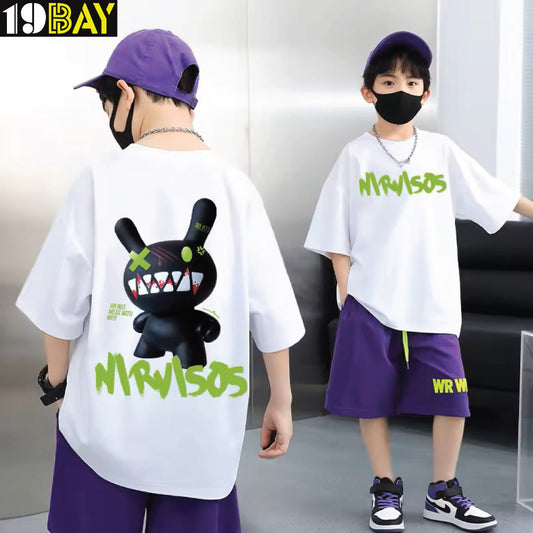 Cute and Trendy Oversized Tee for Kids – Breathable Fabric with Drop Shoulder Style