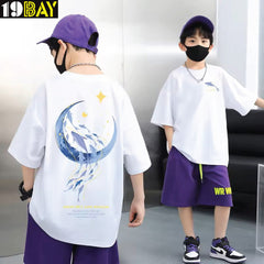 Relaxed Fit Cotton Tee for Kids – Stylish Oversized Drop Shoulder Edition