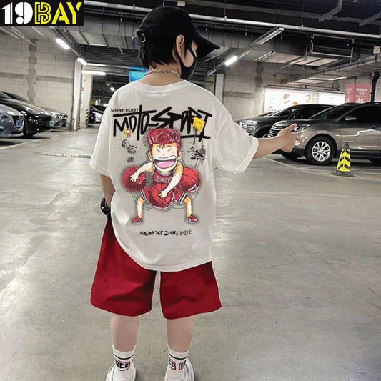 Comfortable Oversized Cotton Tee for Kids – Fashion-Forward Drop Shoulder Look