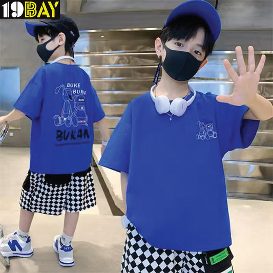 Kids Oversized T-Shirt with Trendy Drop Shoulder – Relaxed Cotton Fit