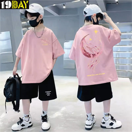 Classic Oversized Cotton T-Shirt – Unisex Kids Fit with Breathable Fabric