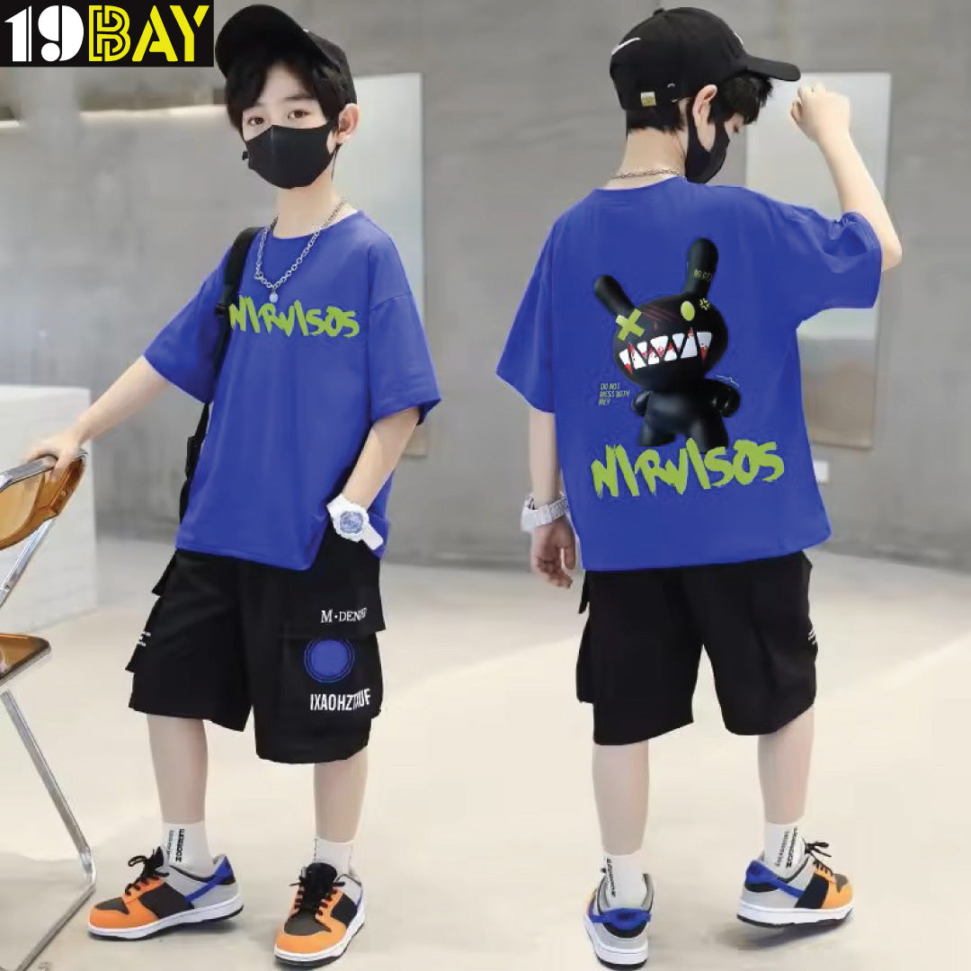 Loose Fit Cotton T-Shirt for Kids – Stylish Drop Shoulder Oversized Design