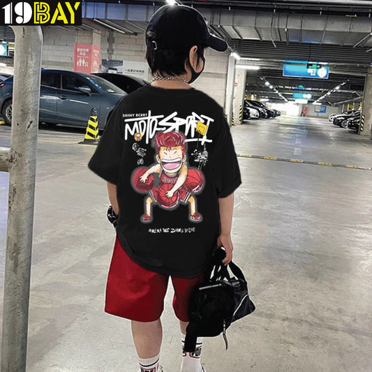 Trendy Oversized Drop Shoulder T-Shirt – Kids Cotton Essential for Daily Wear
