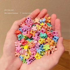 50pcs Candy Color 🌸  Flower & Star Mini Hair Clips – Korean Style Hair Accessories for Girls