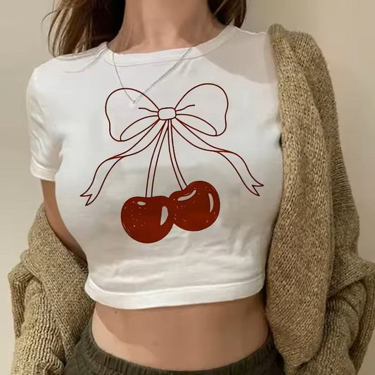 Trendy Cropped T-Shirt with Print – Soft Cotton Blend