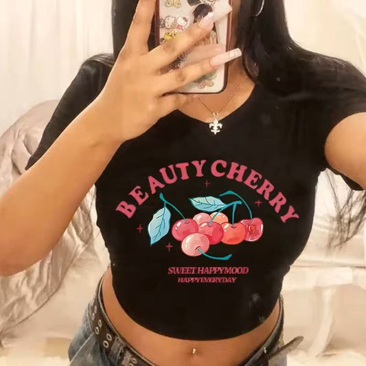 Vintage Style Printed Crop Tee – Perfect Throwback Look