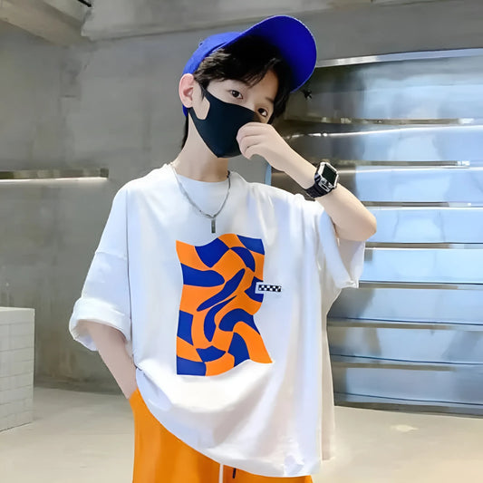 Ivory Illusions Chic White Oversized Tees for Kids