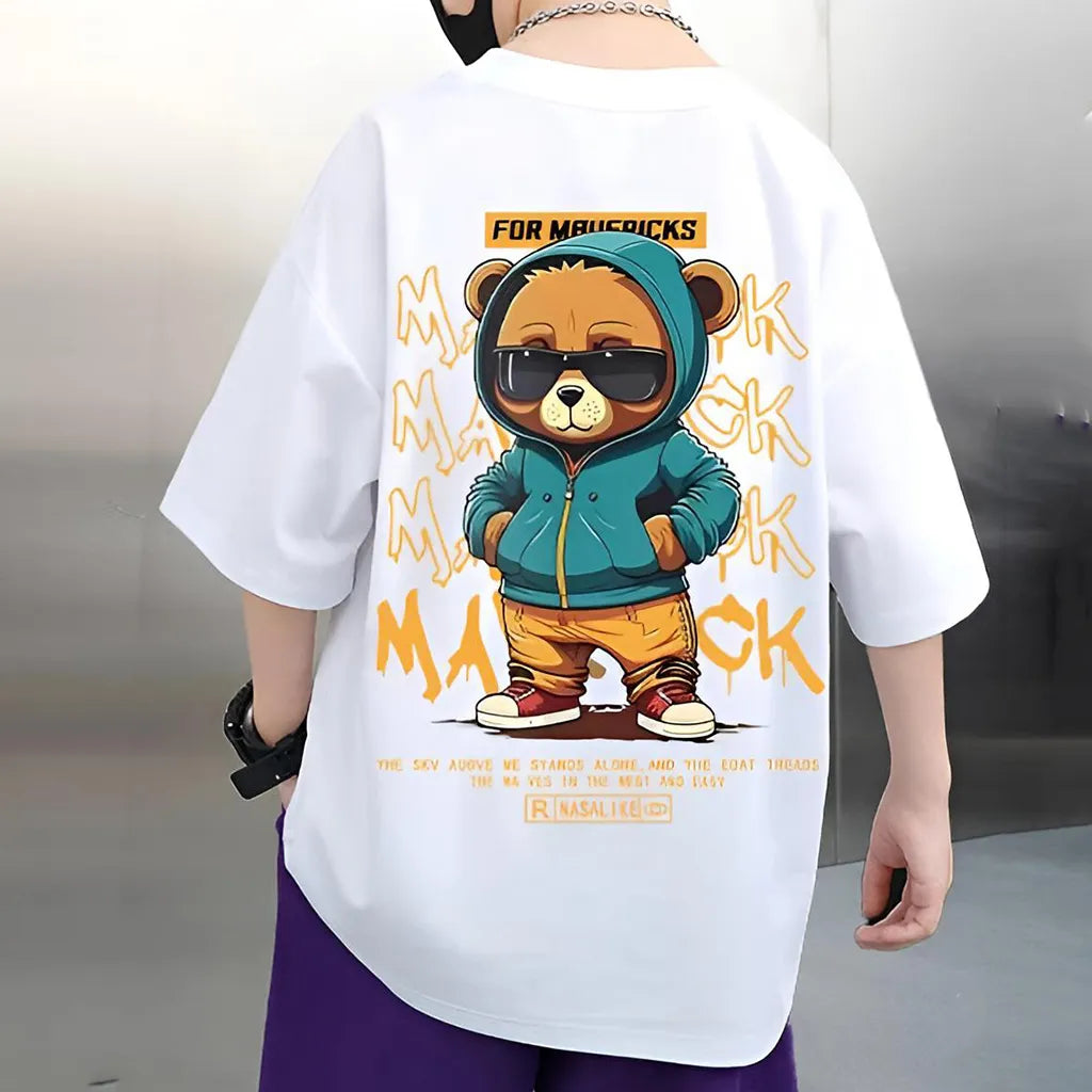 Drop Shoulder Cotton T-Shirt for Kids – Oversized Fit for Ultimate Comfort