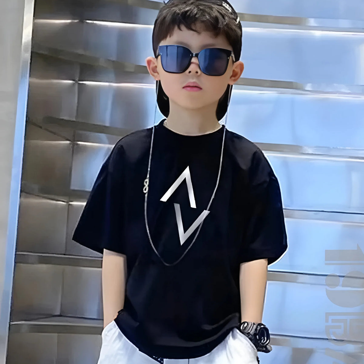 Shadowed Silhouette Edgy Kids Black Oversized Tees