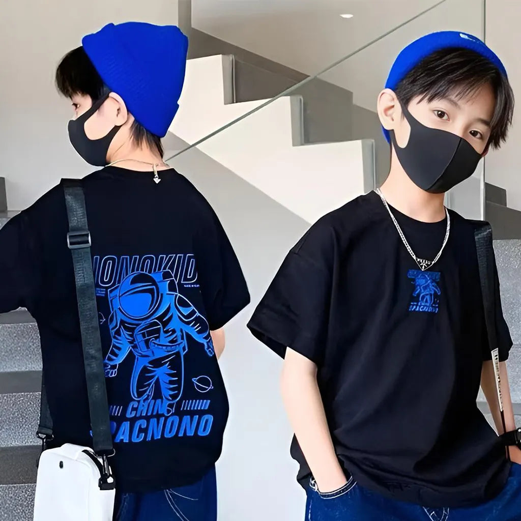 Mossy Magic: Black Colored Oversized Tees