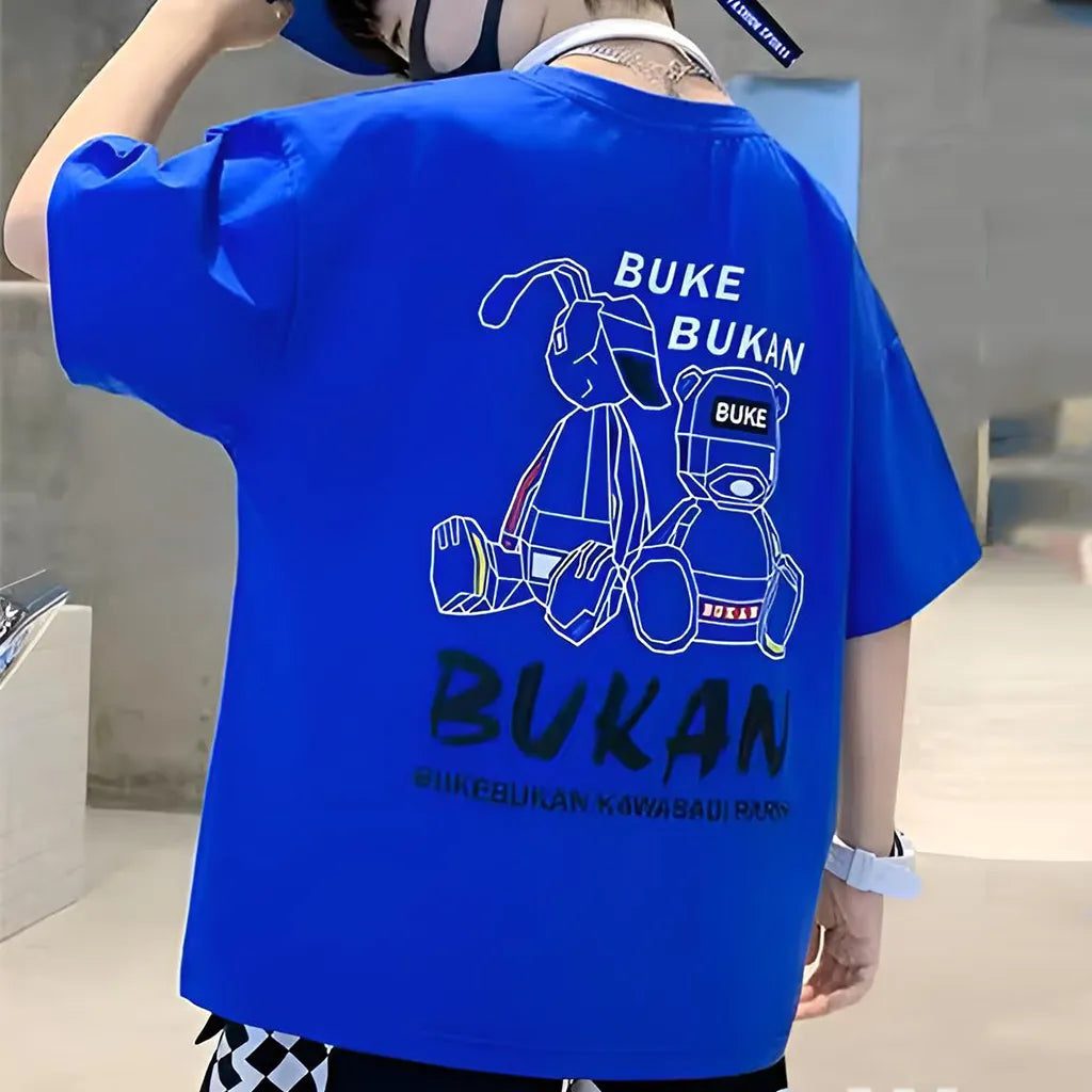 Cool Oversized Drop Shoulder Tee for Kids – Soft Cotton with Modern Fit