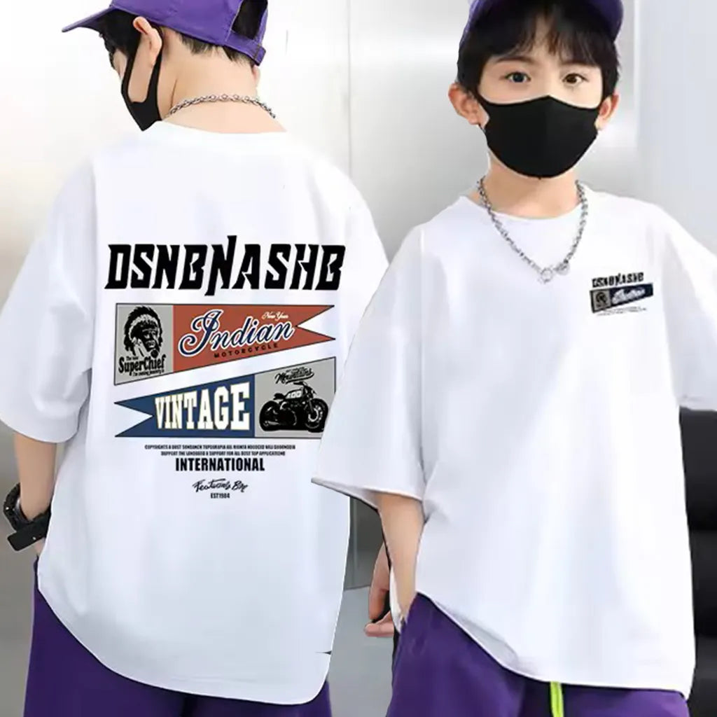 Oversized Playwear Cotton T-Shirt for Kids – Drop Shoulder for Flex Fit