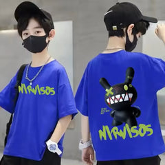 Loose Fit Cotton T-Shirt for Kids – Stylish Drop Shoulder Oversized Design