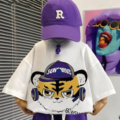 Snowy Silhouettes Elegant Kids Oversized Tees in White