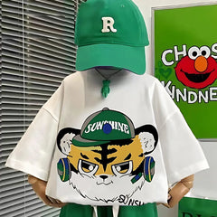 Snowy Silhouettes Elegant Kids Oversized Tees in White