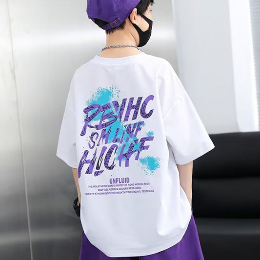 Frosty Flair Chic Oversized White Tees for Trendy Kids