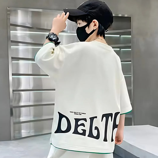 Unisex Kids Drop Shoulder T-Shirt – Oversized Street Style Meets Comfort