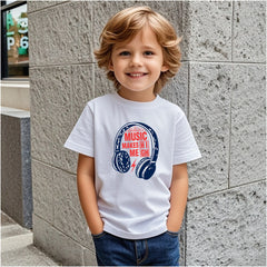 Vibrant Beats Multicolor Headphone Graphic Kids Drop Shoulder Oversized T-Shirt