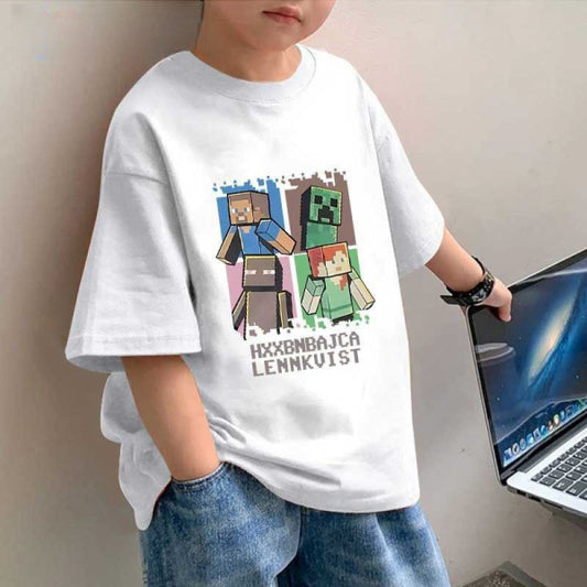 Adventure Begins Minecraft Graphic Kids Drop Shoulder Tee